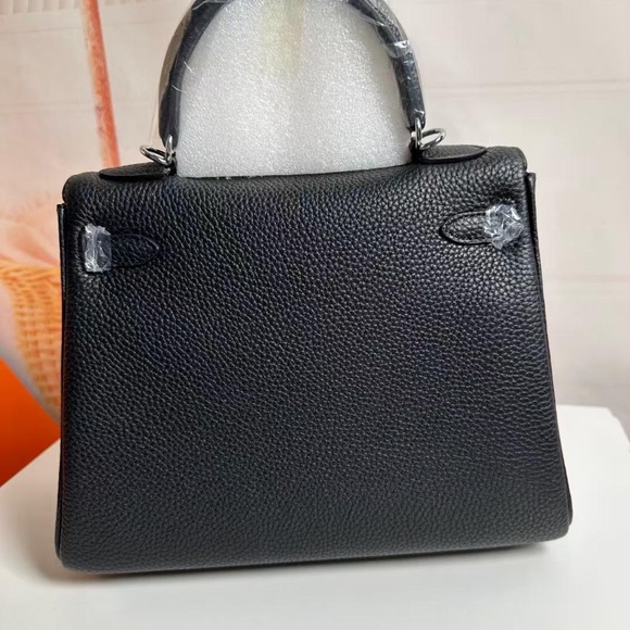 Black Leather Top-Handle Women's Satchel - Classic Style - Picture 3 of 5